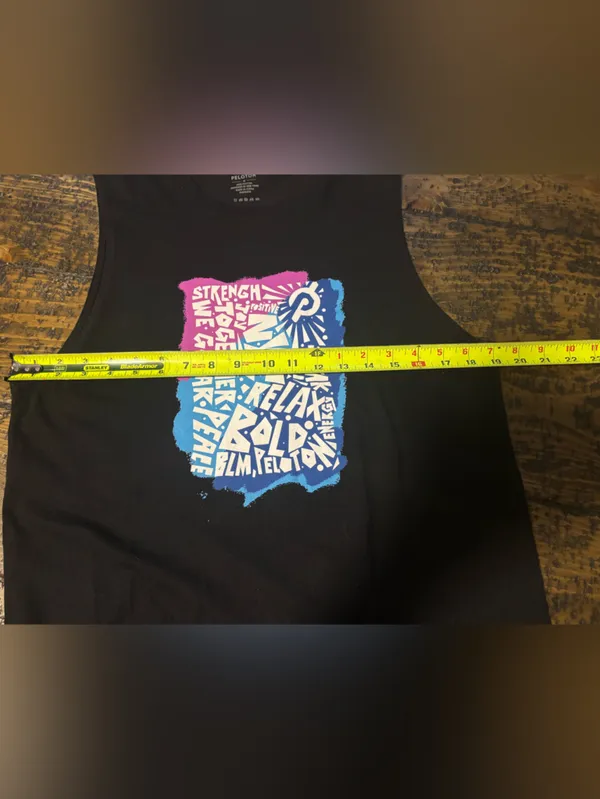 Peloton‎ NYC Graphic Muscle Tank Top Black Size M Words Print Activewear Unisex - Image 7