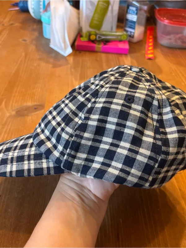 Draper James womens plaid adjustable baseball cap navy/white - Image 4