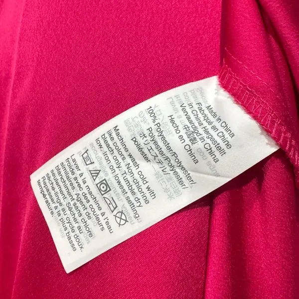 J Crew Pink Long Sleeve Ruffle Front Blouse Satin Crepe Women’s Medium - Image 2
