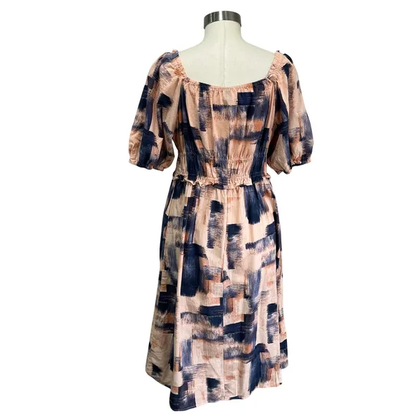 Universal Thread Brushstroke Midi Dress Puff Sleeve‎ Peasant Style Size M - Image 4