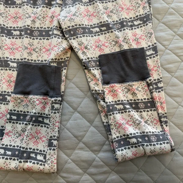 Vintage Victoria's Secret PJ’s Thermal Waffle Snowflake Bear Gray/pink - MD - Image 6