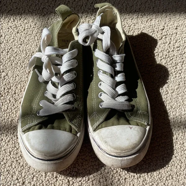 Rue 21 Olive Green Low-Top Canvas Sneakers - Image 2