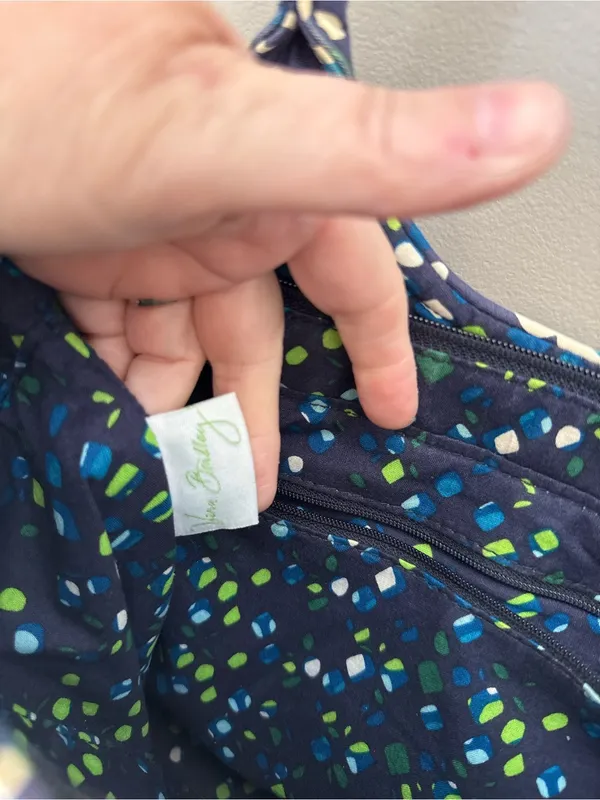 Vera Bradley Quilted Tote in Navy, Teal & White - Image 3