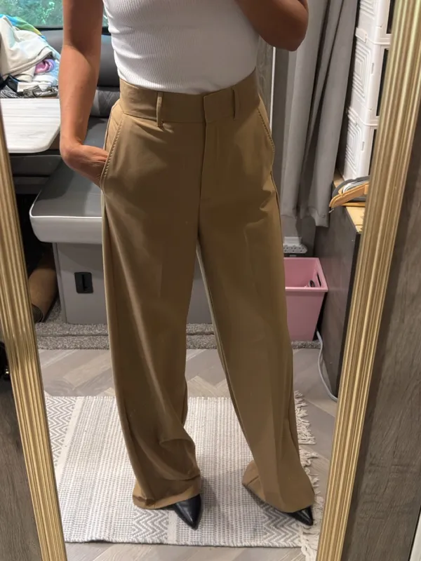 Marella High-Rise Wide-Leg‎ Women's Pants in Camel Size 4 - Image 5