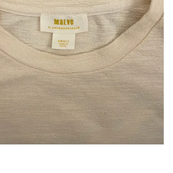 Anthropologie Maeve Textured Long Sheer Sleeve Ivory Top Blouse Feminine Small - Image 5