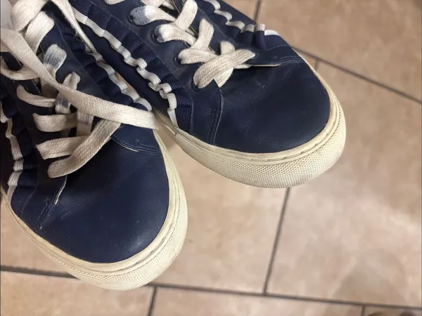 Tory Burch Tory Sport Navy Ruffle Leather Lace Up Sneakers - Image 8