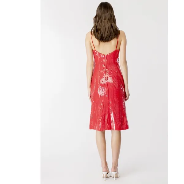 NWT BARDOT Women's Beckett Sequin Slit Sheath Dress In Lipstick Red SZ-4 - Image 5