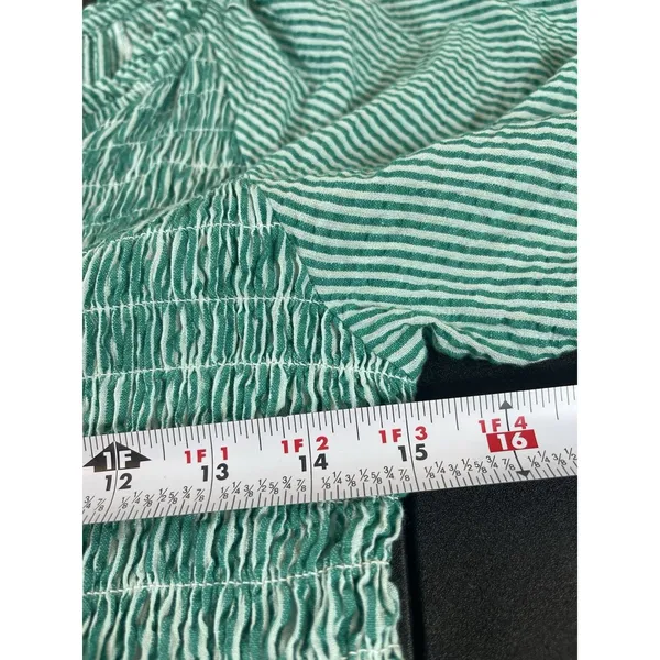 Sundance Smocked Button Maxi Dress S Green White Striped Tiered Cottage Boho - Image 13
