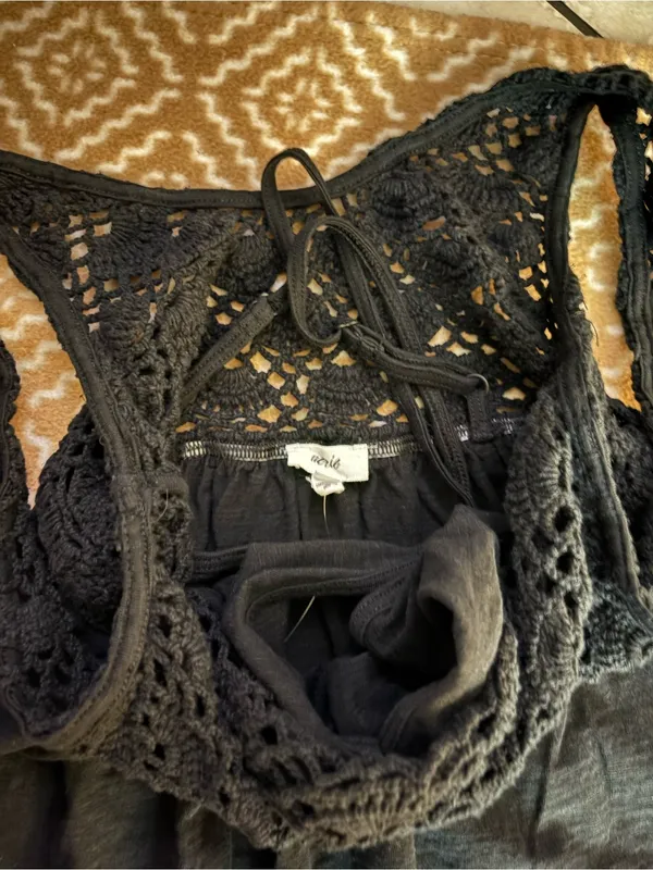 aerie Black Crocheted Top with Tank Lining - Image 5