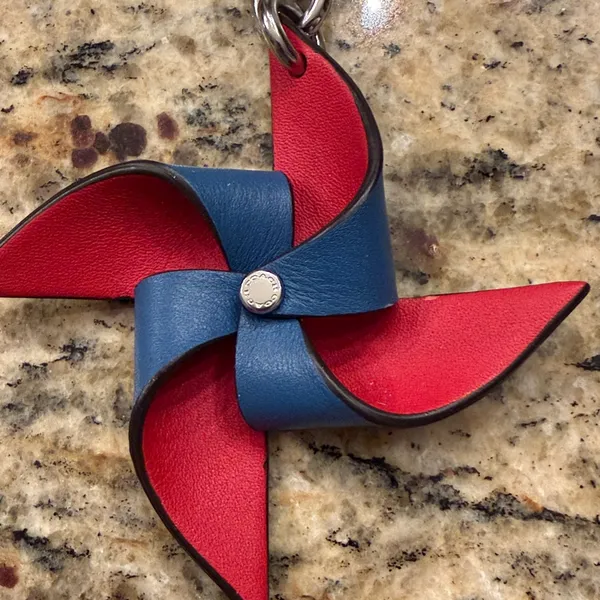 Coach Leather Pinwheel Bag Charm Key Ring - Image 2