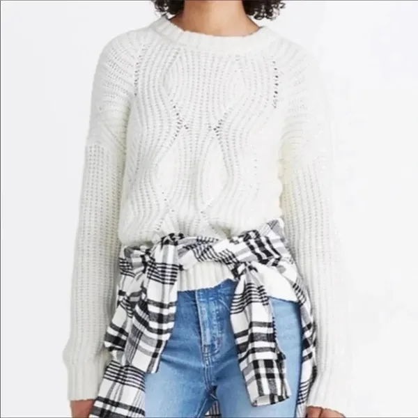 Madewell Everett Rib Play Ribbed Cable Knit Sweater Pullover Blouse Plus 2X v6x - Image 4