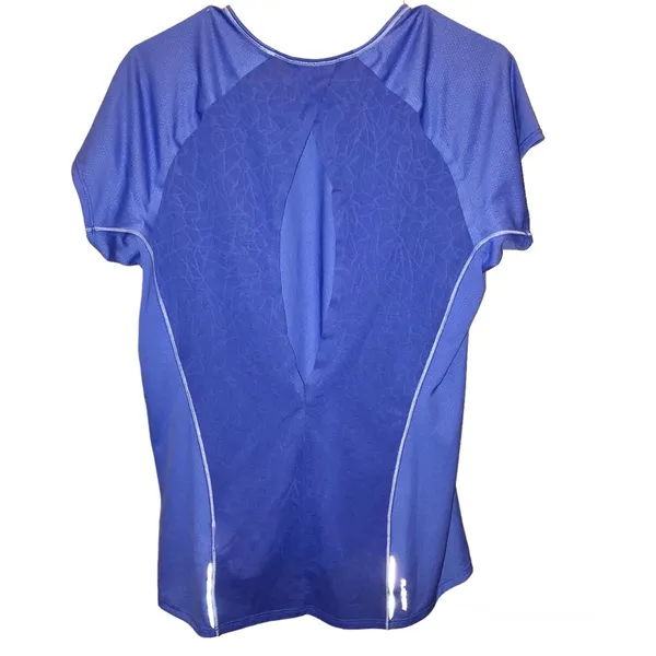 North Face Flash Dry Active Keyhole Cutout Short‎ Sleeve Shirt Blue Large - Image 2