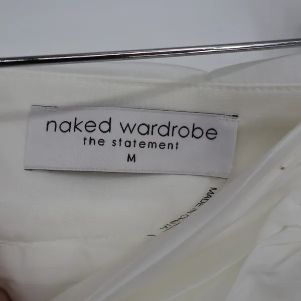 Naked Wardrobe The Statement White Sequin Floral Ruffle Mini Skirt Size M - Image 4