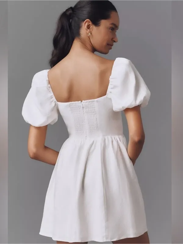 Reformation Malvina Linen Dress in White 6 - Image 6