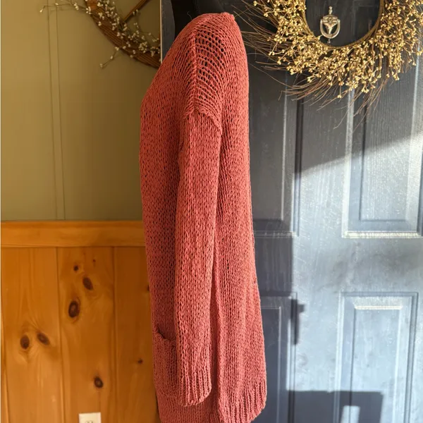 FREE PEOPLE Sz S SIMPLY SIENA OPEN FRONT CARDIGAN SWEATER ROSE PINK - Image 5
