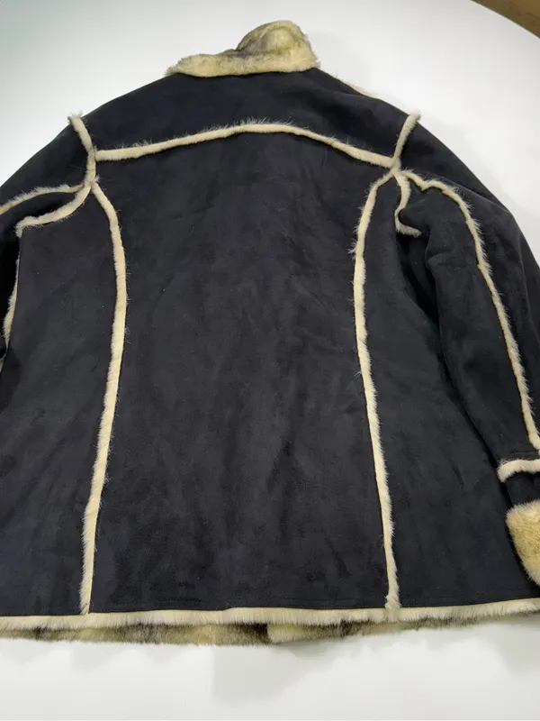 dennis basso Black Coat with Tan Faux-Shearling Trim Size XL NWOT - Image 7