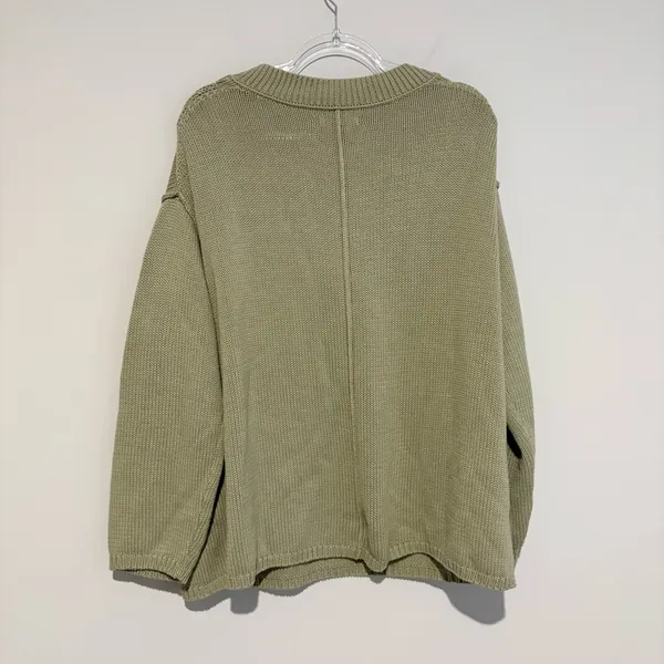 American Eagle‎ ribbed trim v neck slouchy sweater green size medium - Image 2