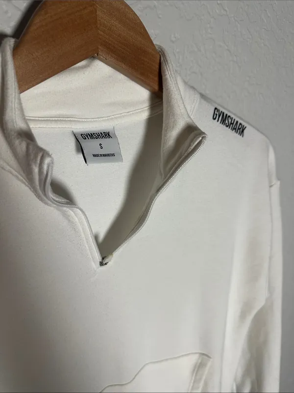 Gymshark Ivory Cream Cropped Quarter Zip Sweatshirt Pullover Athleisure Travel - Image 5