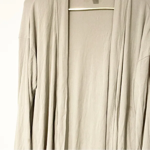Skims Size Large Cream Open Front Ribbed Robe‎ House Coat Kim Kardashian - Image 2