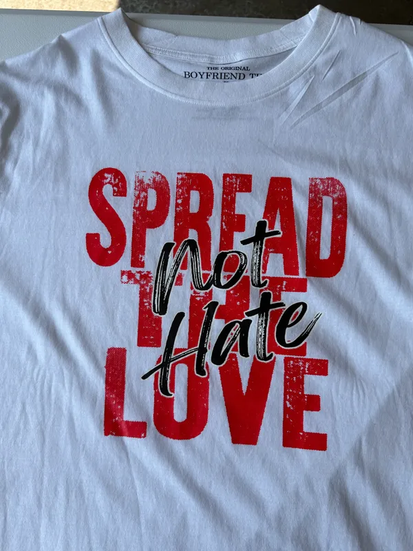 Adult Unisex XL – Popular Sports “Spread Not Hate / Spread Love” T-Shirt - Image 2