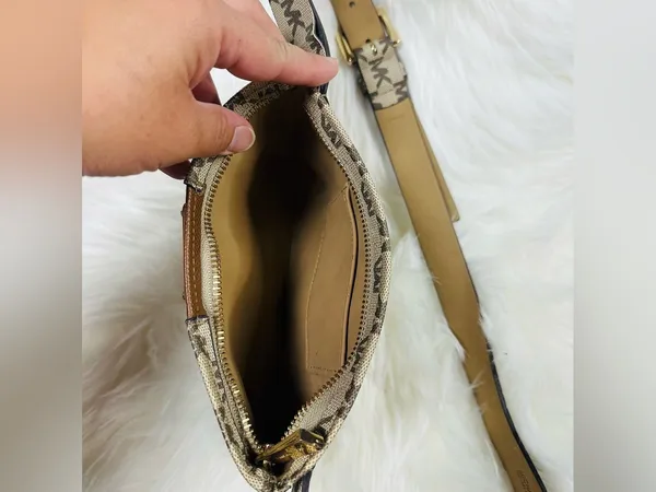 Michael Kors Beige & Brown Mini Crossbody Bag - Image 2