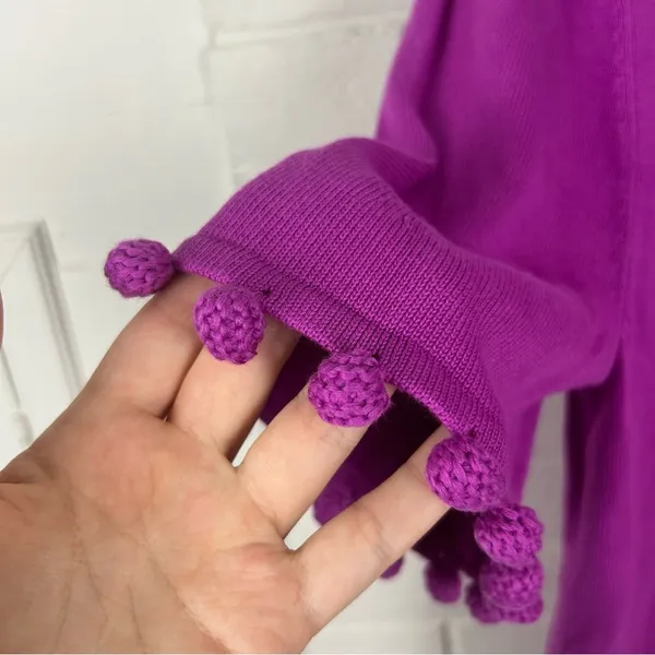 NWT Banana Republic Pink Purple Knit Pom Detail Short Sleeve Sweater Size XS - Image 6