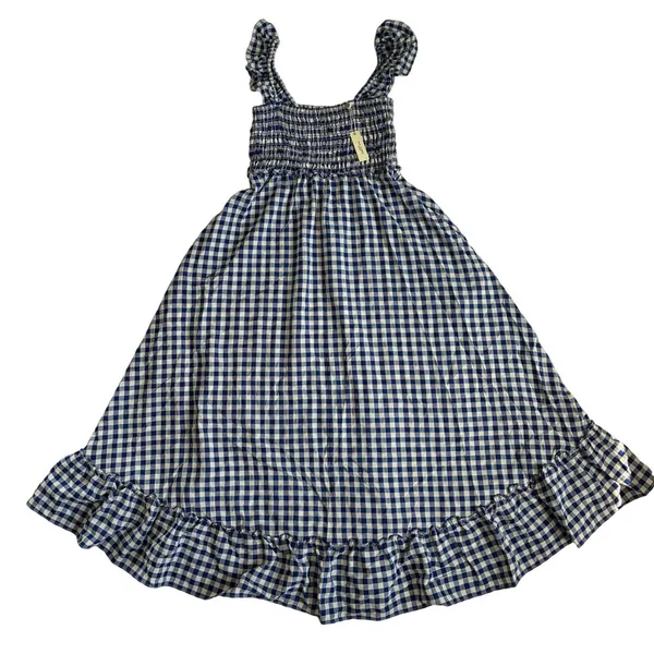 Max Studio London Blue Gingham‎ Smocked Cottagecore Midi Dress NWT M - Image 3