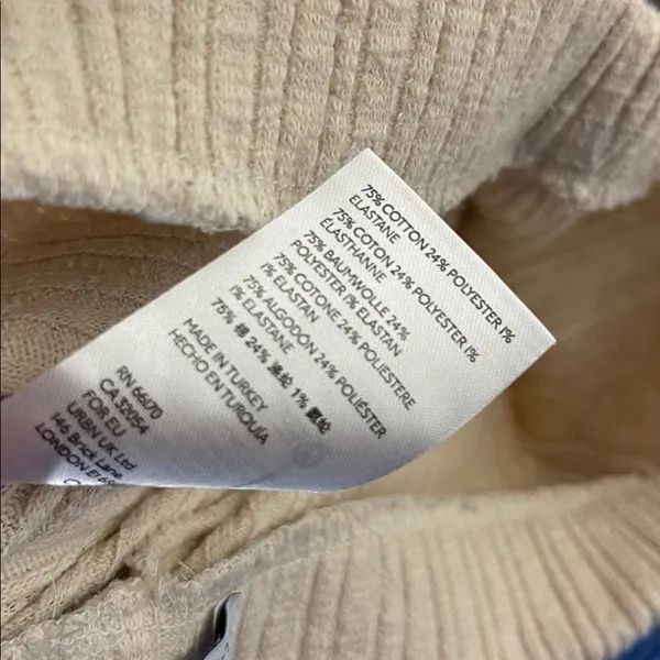 Urban Outfitters Womens Cream High Waist Ribbed Flare Pant Large - Image 7