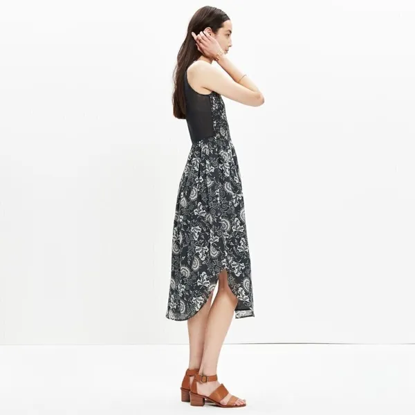 Ulla Johnson‎ Gili Gray & White Floral Smocked Midi Dress 4 - Image 3