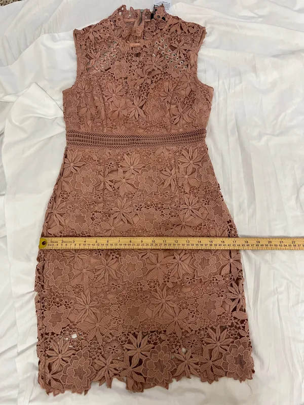 Bardot Paris Lace High Neck Dress Pink Size 4 NWT Cocktail Wedding Guess - Image 10