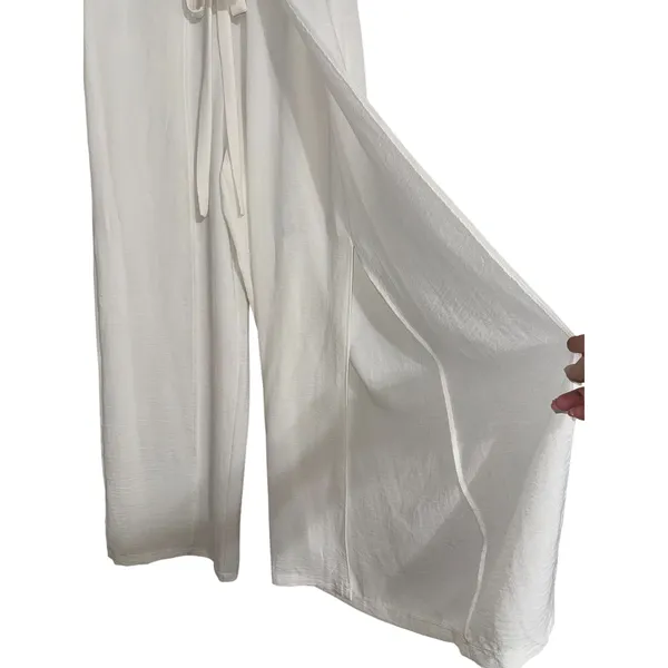 Zara White Wide Leg Wrap Split Front Tie Waist Pants 0264/159 XL‎ NEW - Image 5