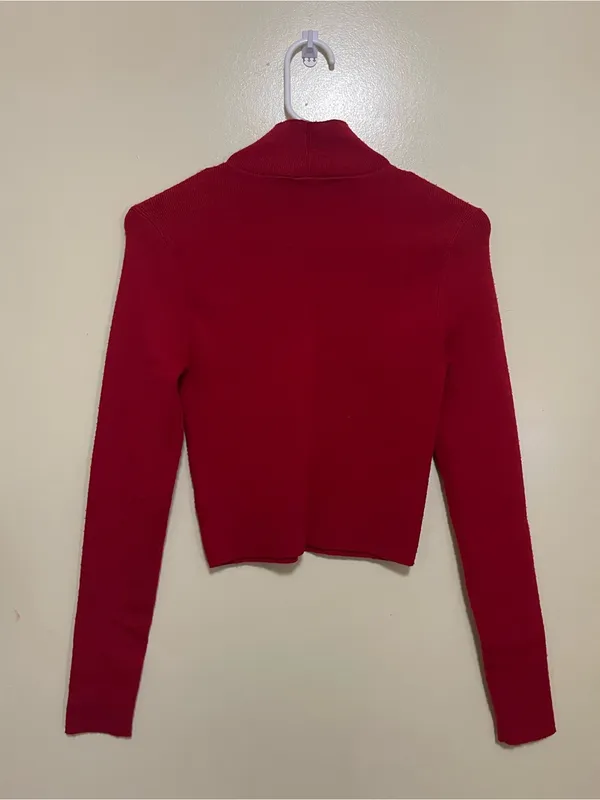 Alice + Olivia Vibrant Red Mock Neck Long-Sleeve Top - Image 2