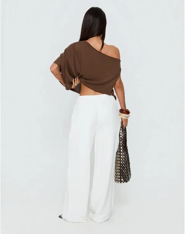 Princess Polly Linen Blend Pants White - Image 3