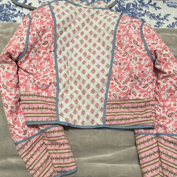 Fancy D Boutique Paisley Print Reversible Crop Jacket Pink - Image 6