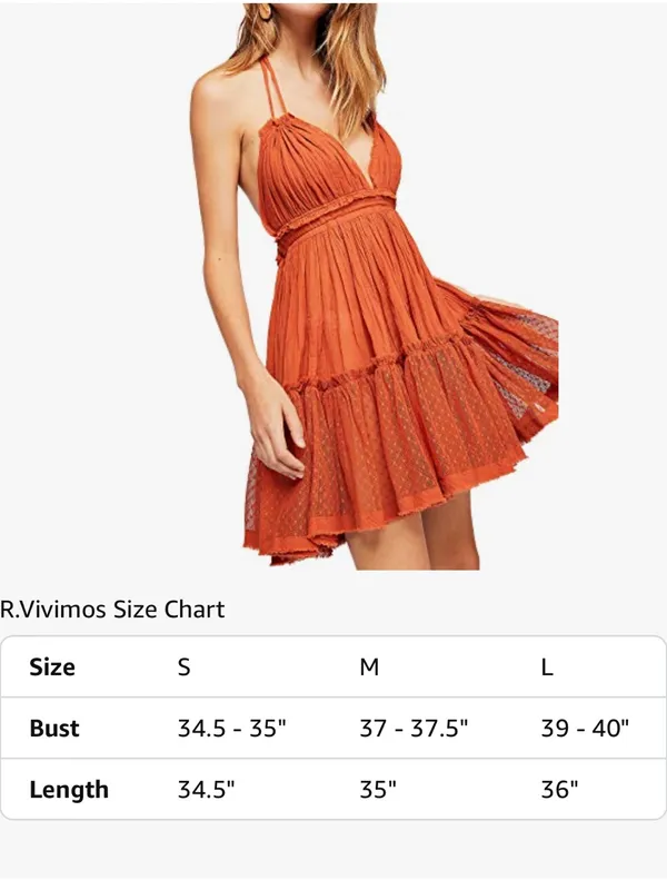 R.Vivimos Womens Summer Halter Deep V-Neck Mini Dress college gameday football M - Image 4