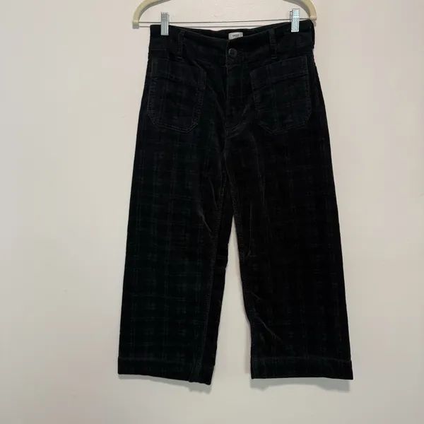 Maeve Anthropologie The Colette Cropped Wide-Leg Pants: Plaid Corduroy Edition - Image 2