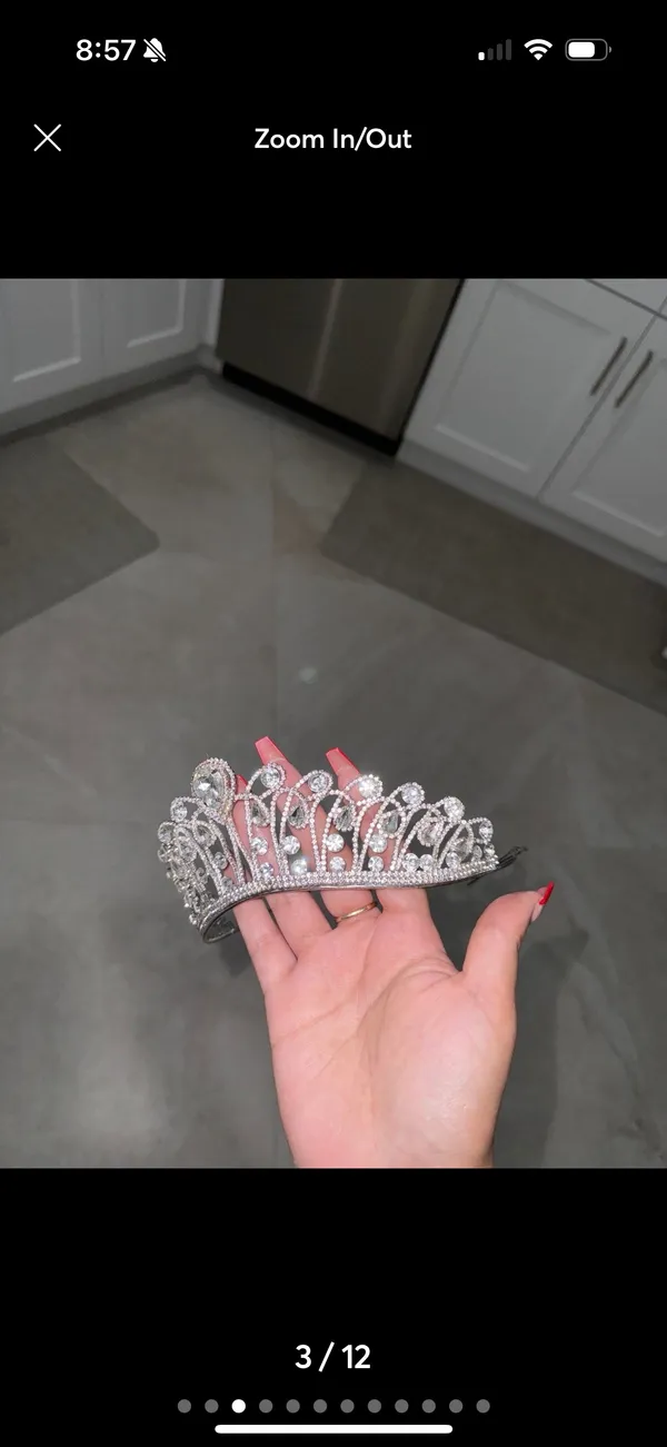 Rhinestone Tiara Princess crown Silver - Image 3