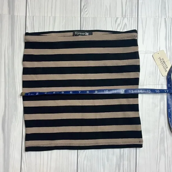 NWT Y2K Vintage Forever 21 Striped Micro Mini Skirt Black and tan medium - Image 7