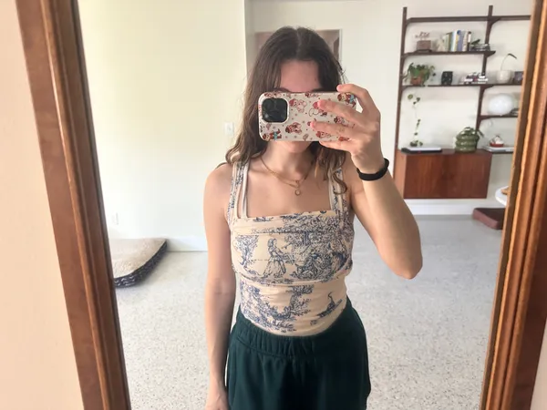 NWT XS cider tank top blue and white print - Image 4