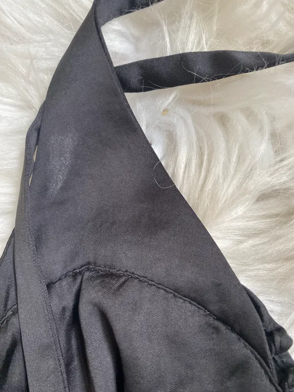 ZARA Black Satin Ruched Crop Top - Image 4