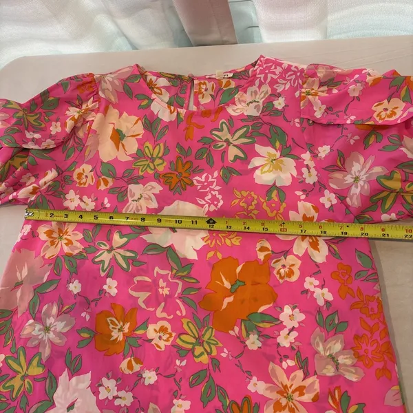 JODIFL Floral Tunic Top Medium Hot Pink Boho‎ Boutique Blouse Coastal Resort - Image 10