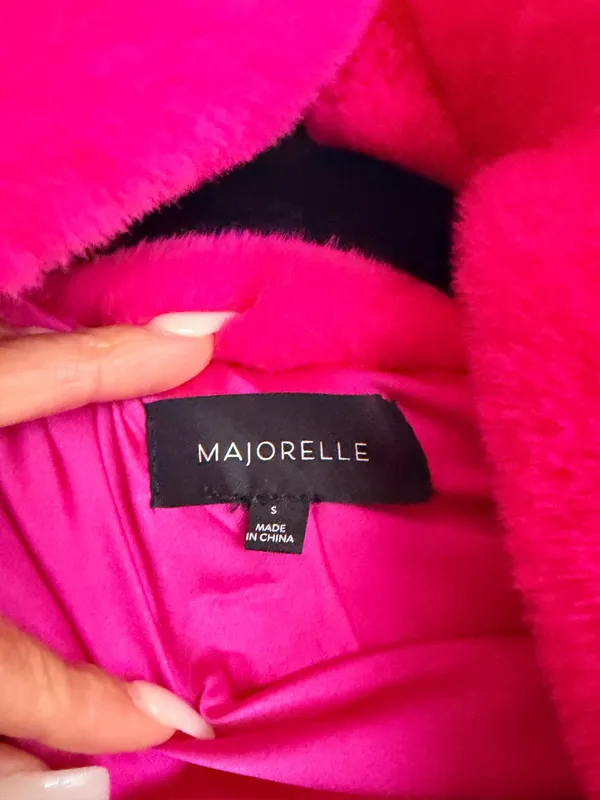 Majorelle Amora hot pink fuschia faux fur oversized coat S - Image 13