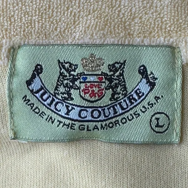 VTG 00s Juicy Couture Terrycloth Track Jacket Butter Yellow Made in the USA Tag - Image 9