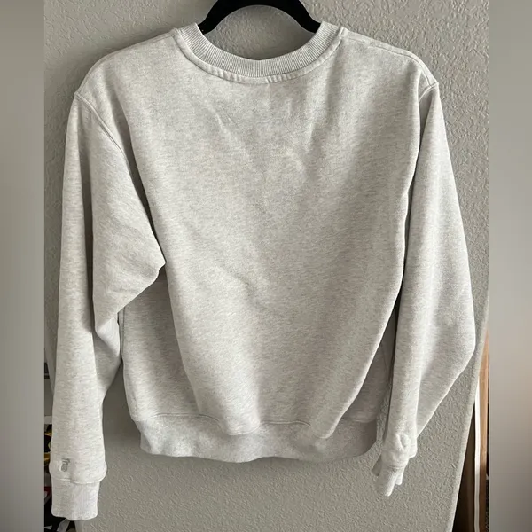 Aritzia Cozy Fleece Perfect Crew Sweatshirt in Heather Cloud White - Image 3