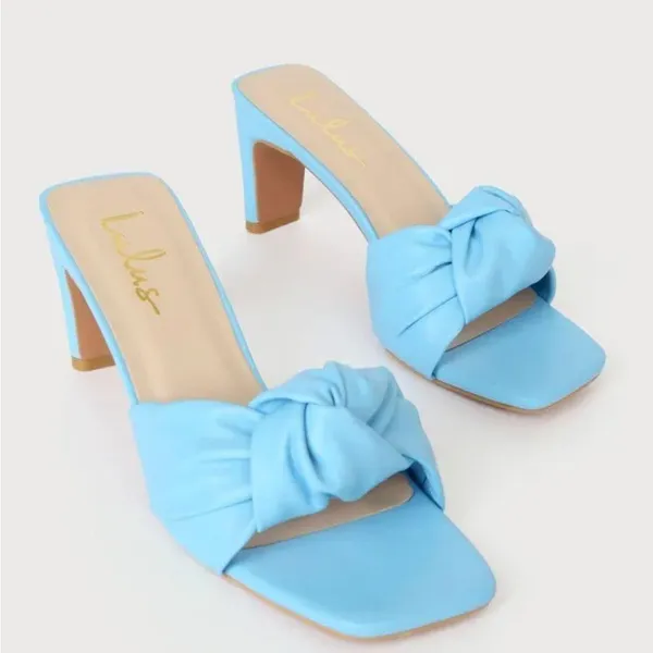 BNWOT Lulu’s Lunko Ice Light Blue High Heeled Slide Sandals Size 6 - Image 2