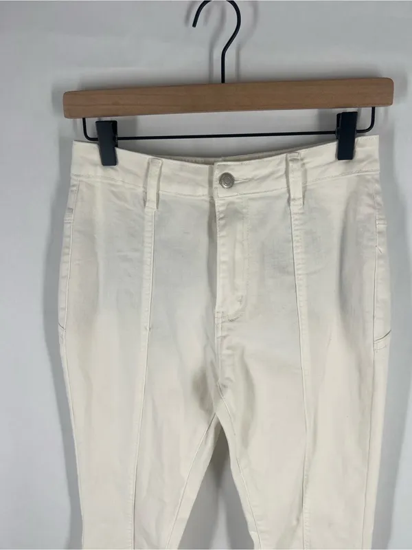 Wisteria Lane Back Suede Star Bell Jeans Size M Ivory Western Boho‎ Flare - Image 4