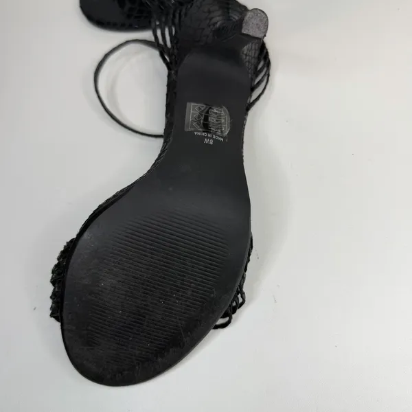 Kelly & Katie brand black‎ strappy high-heeled sandals with a textured finish. 8 - Image 6