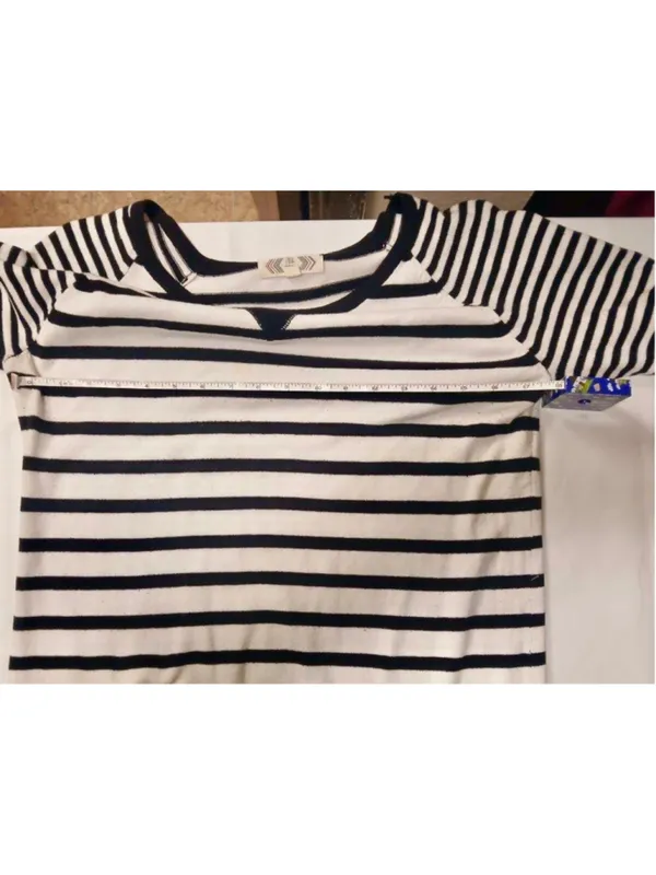 Pink Rose Black White Stripe Raglan Sweater Pullover Top Large (INV150) - Image 3