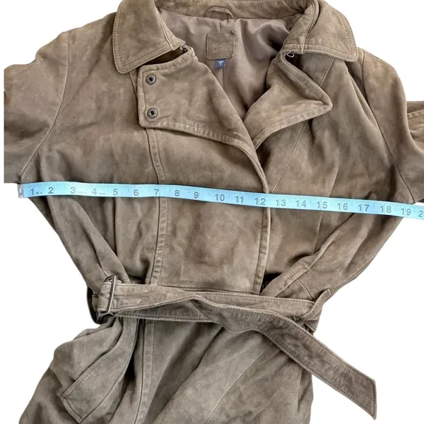 Gap Edition Dark Brown Genuine Leather Suede Belted Coat Jacket Small 854926-00 - Image 7
