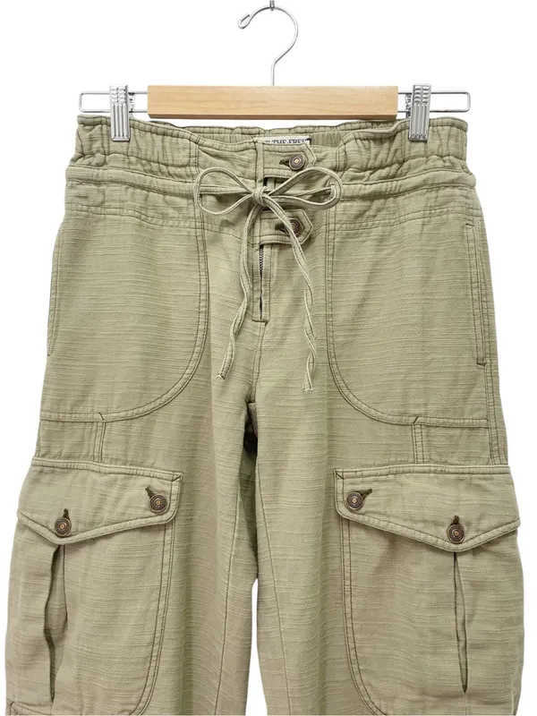 Free People Park Ave Cargo Pants Sz XS Olive Green Wide Leg Cotton Utility Boho - Image 6